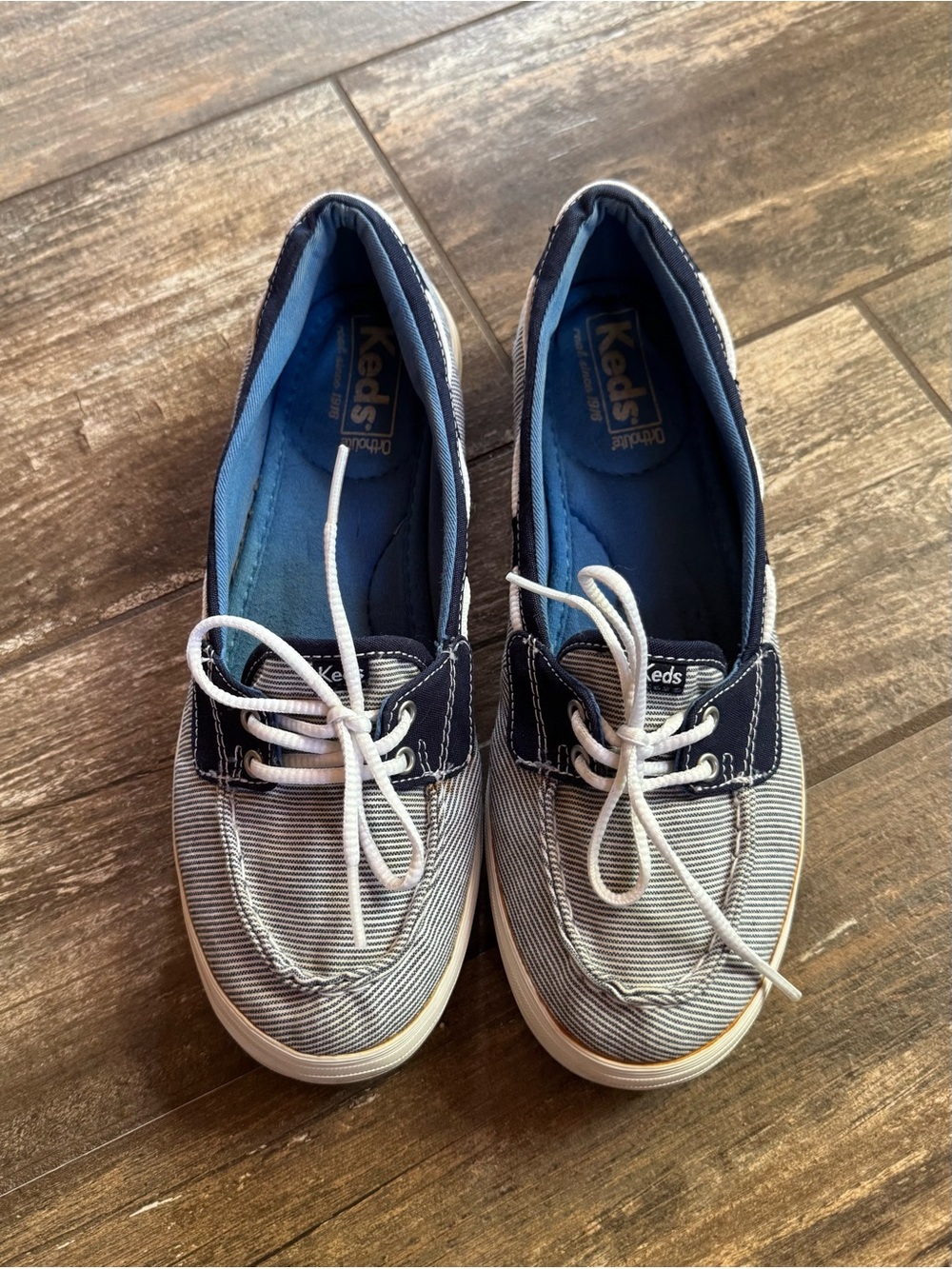 Keds Navy and White Striped Boat Shoes size 8